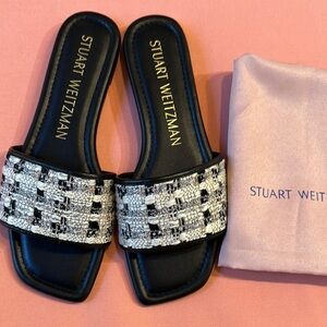 New Stuart Weitzman Black and White Women's Slides. Size 8.